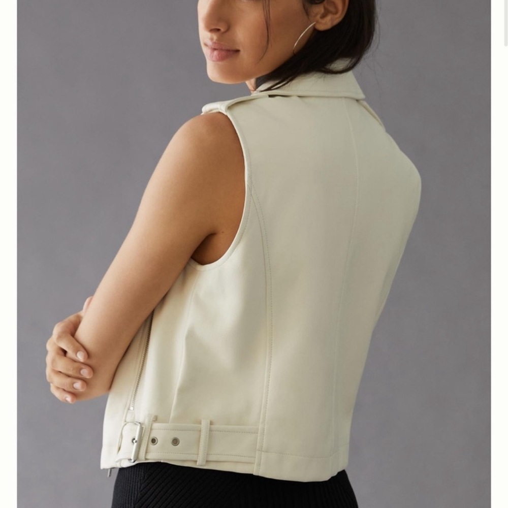 Anthropologie Cropped Moto Vest - ivory - Picture 4 of 7